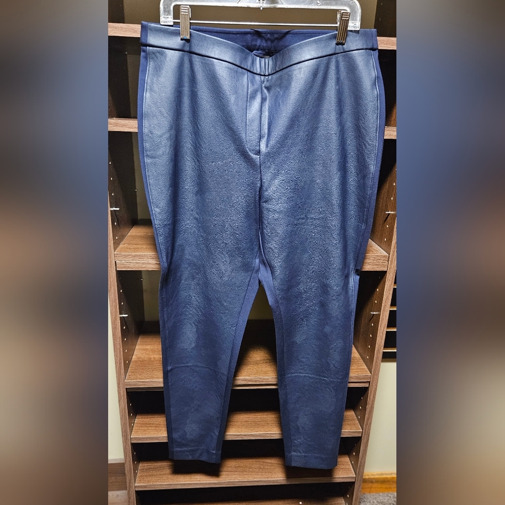 Chico's Navy Blue Faux Leather  Dress Pants